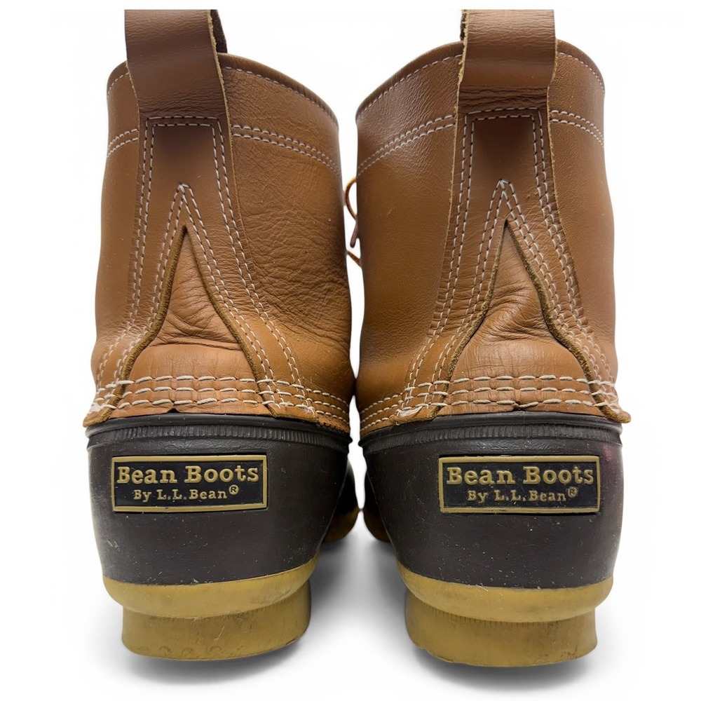 LL Bean 8" Bean Boots Mens 12M Tan Waterproof Leather Duck Boots Made in USA - Picture 4 of 9